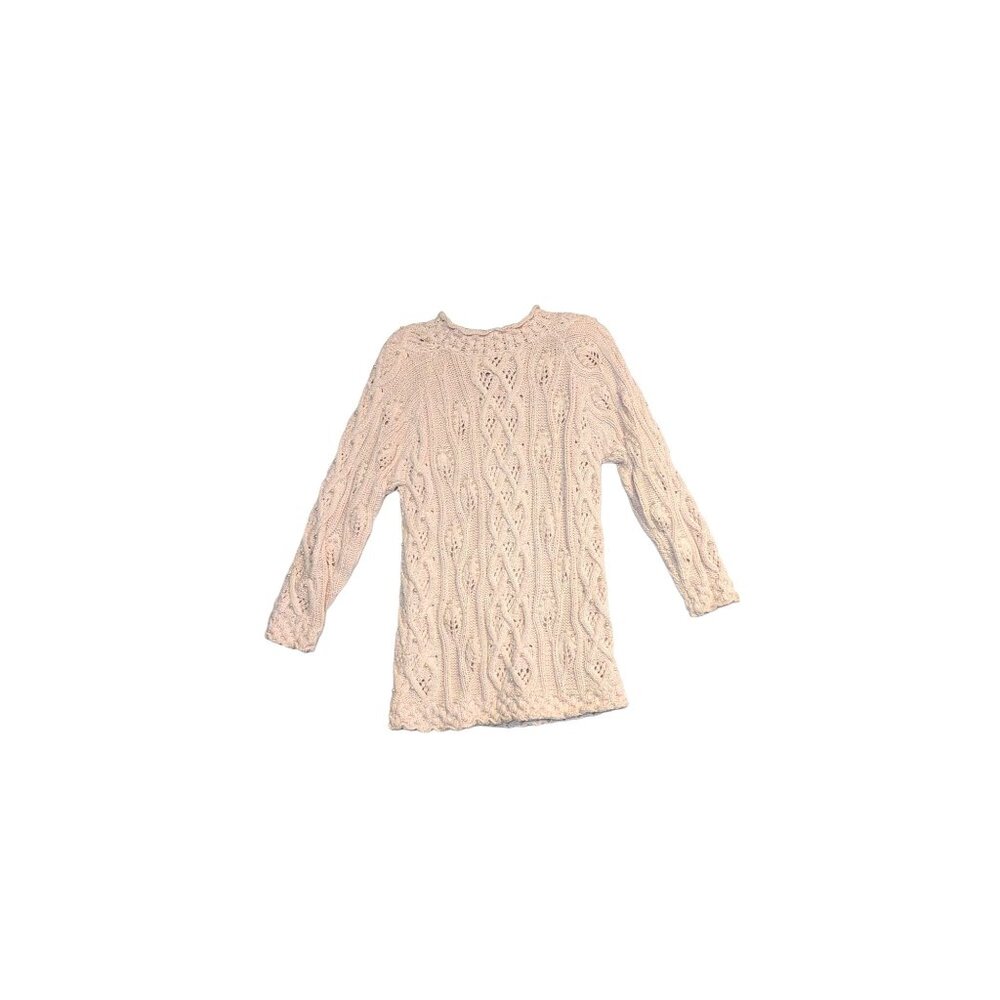 YarnWorks Petite Handknit Sweater Medium Ramie/Cotton Blend With Pearl Accents T